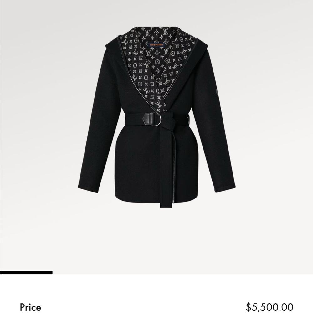Louis Vuitton Black Belted Pea Coat
